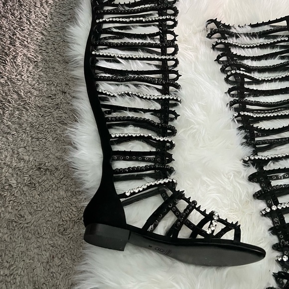 Jennifer Le Size 39 Black and Crystal Razor Sandal - Picture 4 of 7